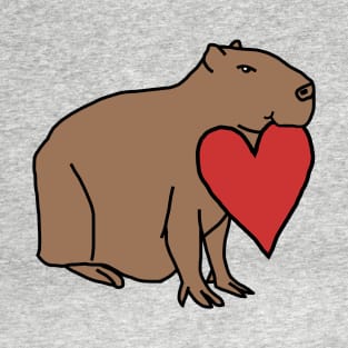 Capybara with Love Heart for Valentines Day T-Shirt